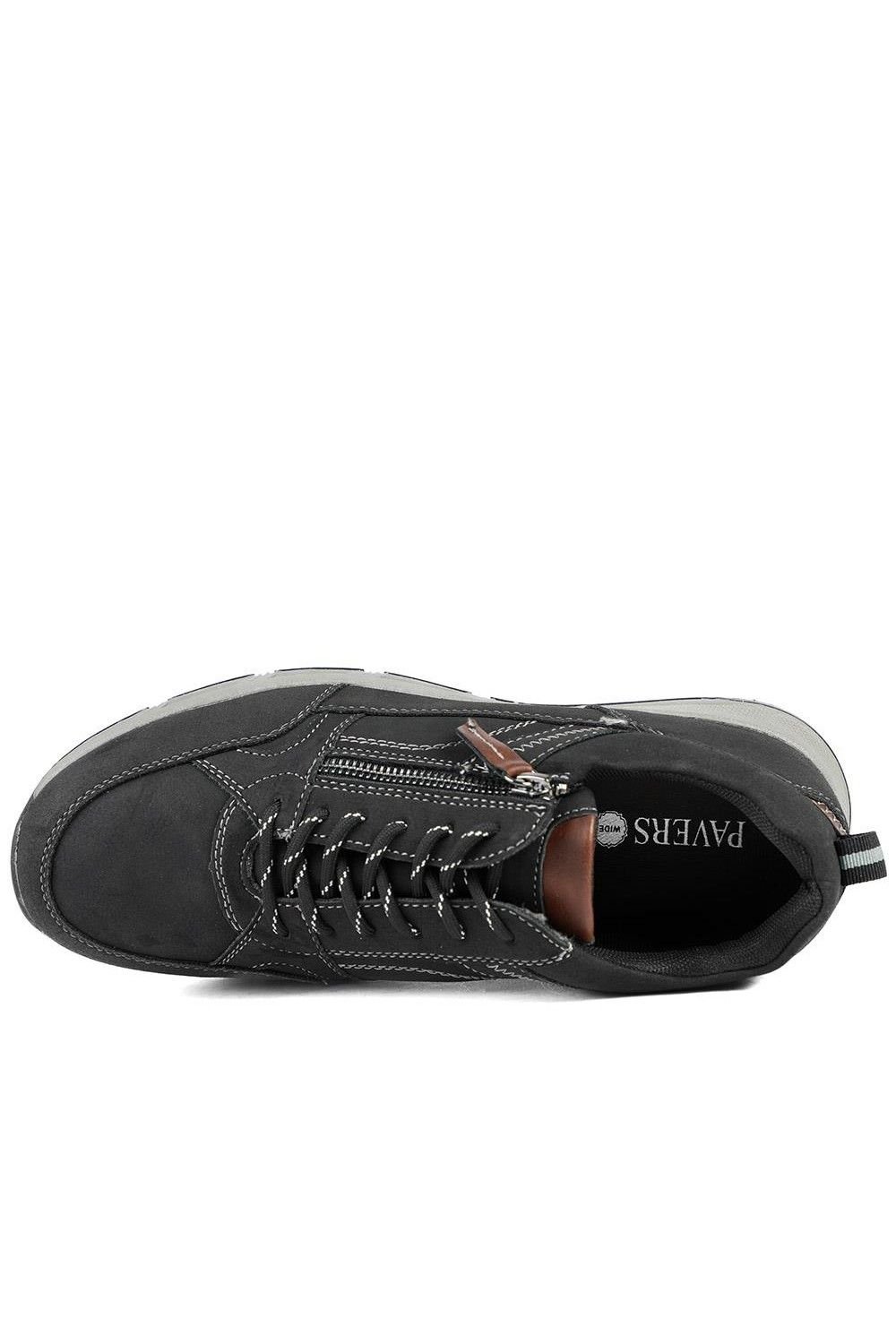 Pavers Pavers Men's Wide Fit Zip & Lace Fasten Casual Trainers in Black - 4