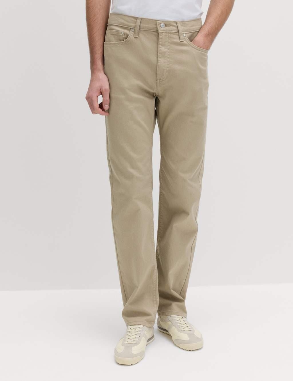 Marks & Spencer M&S Straight Fit Stretch Jeans Light Stone