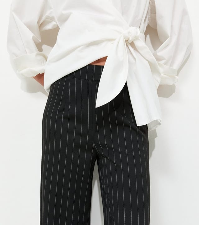 New Look Women's Black Pinstripe Wide Leg Tailored Trousers New Look - 2
