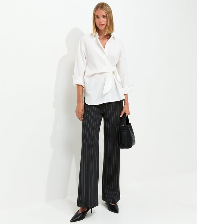 New Look Women's Black Pinstripe Wide Leg Tailored Trousers New Look - 3