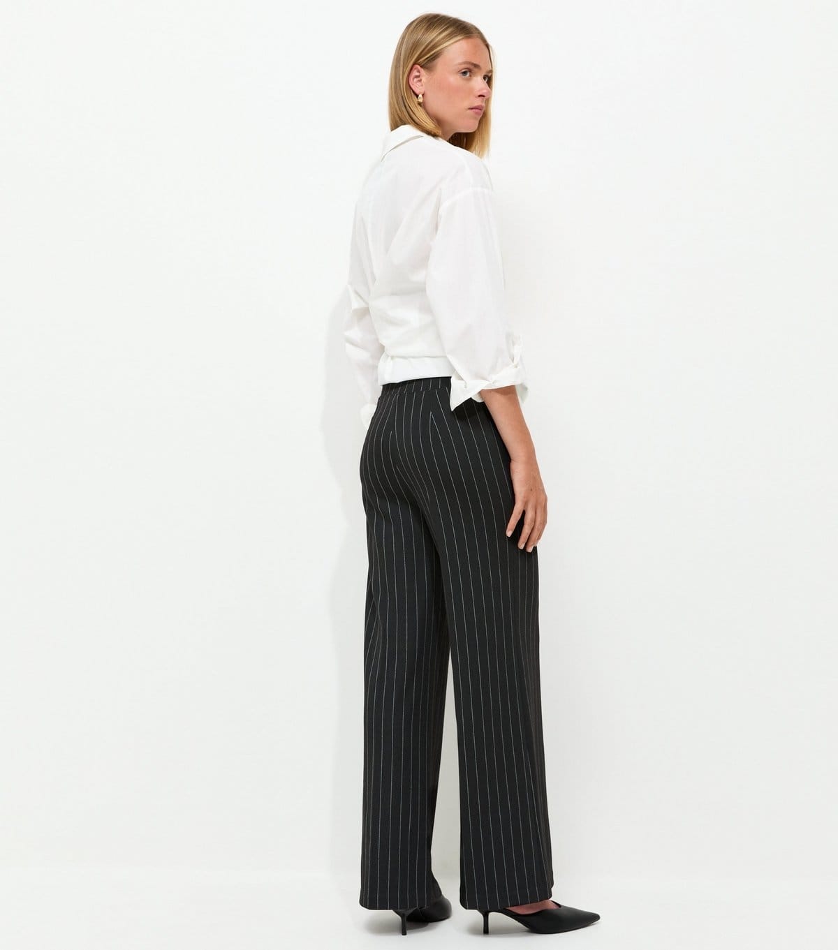 New Look Women's Black Pinstripe Wide Leg Tailored Trousers New Look - 4