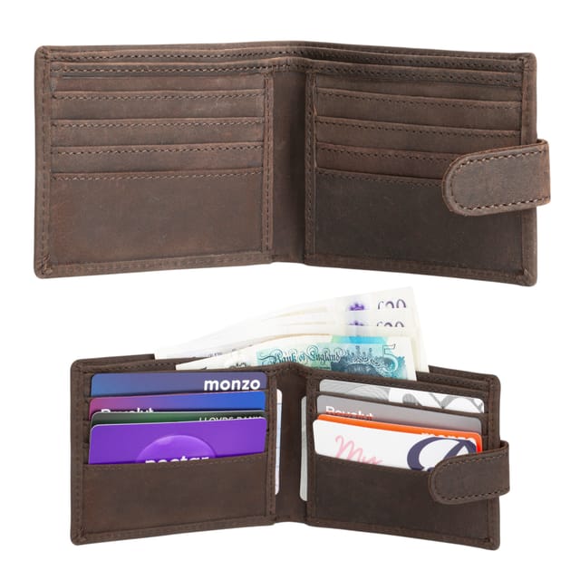 Woodland Leathers Woodland Leathers Men's Men's RFID Genuine Leather Bifold Wallet in Brown - 3