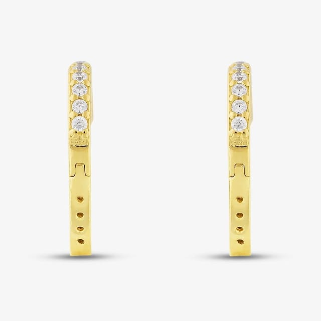 T.H.Baker T.H.Baker Women's Silver Gold Plated Cubic Zirconia Heart Huggie Hoop Earrings S4199 - 2