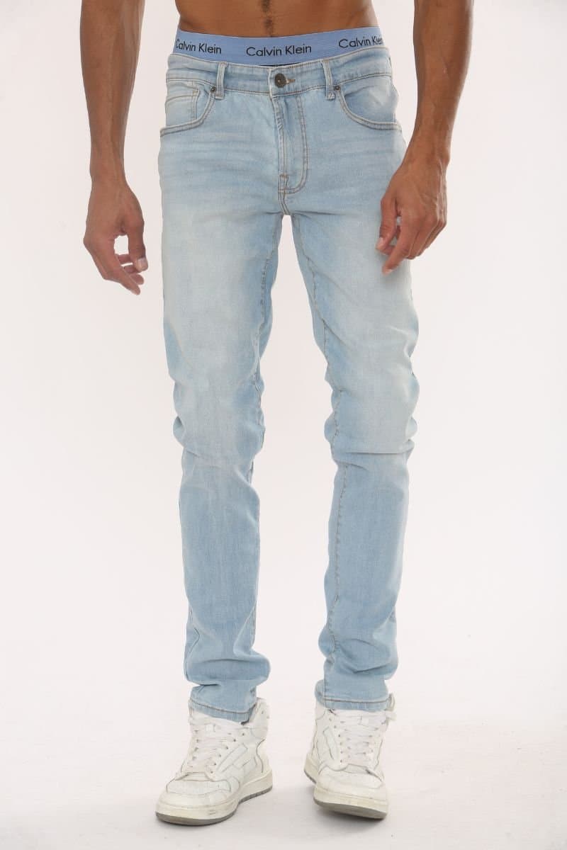 Voi London Voi London Men's Taper Fit Stretch Jeans in Light Blue