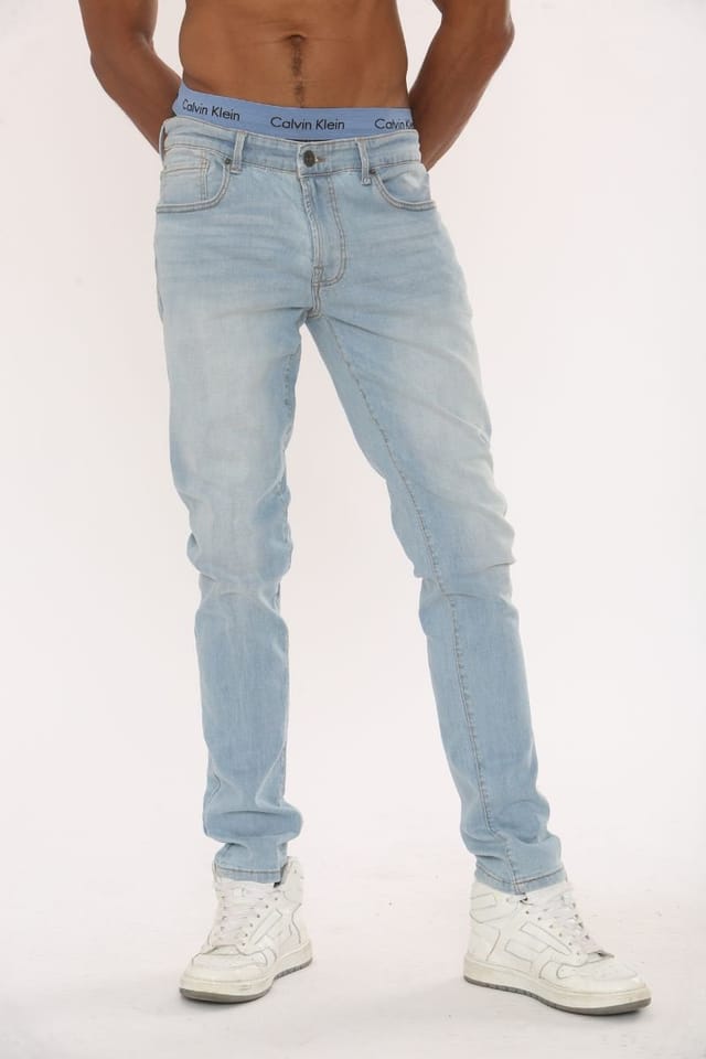 Voi London Voi London Men's Taper Fit Stretch Jeans in Light Blue - 2
