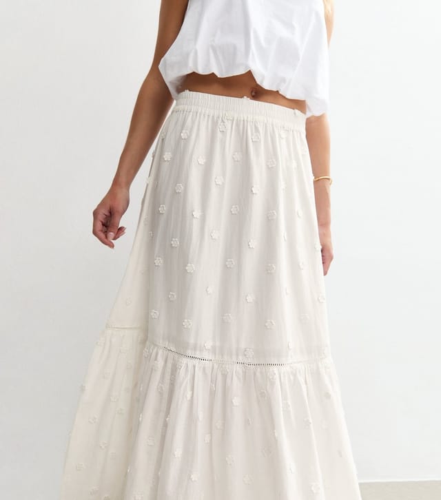 New Look Women's White Floral Embroidered Midi Skirt New Look - 2