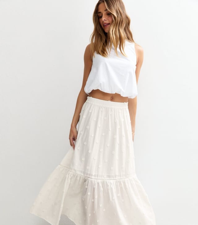New Look Women's White Floral Embroidered Midi Skirt New Look - 3