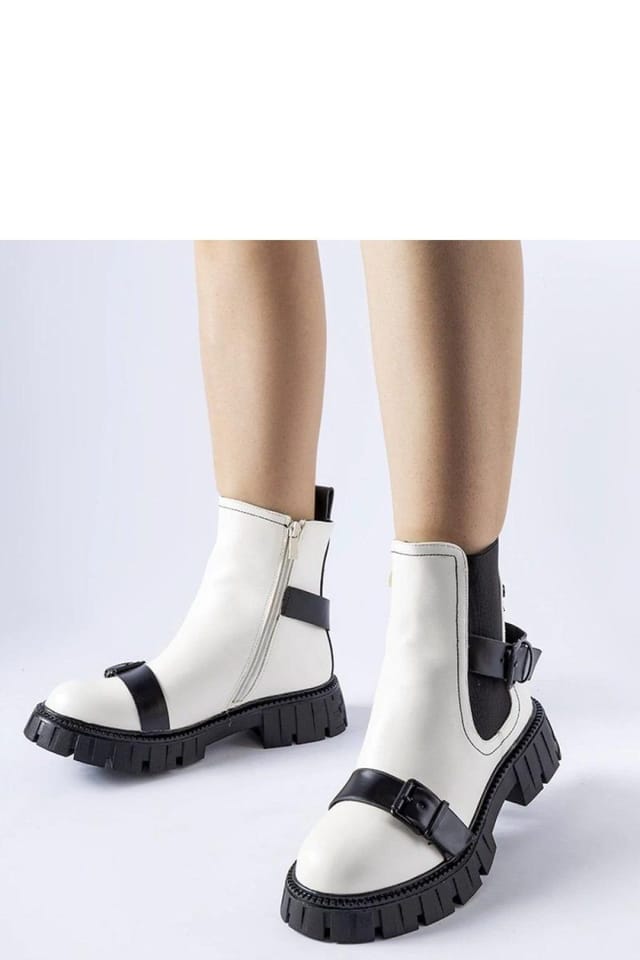 Love Lace Love Lace Women's Insulated Ankle Boots Chunky Sole Side Zip for Cold Weather in White - 2