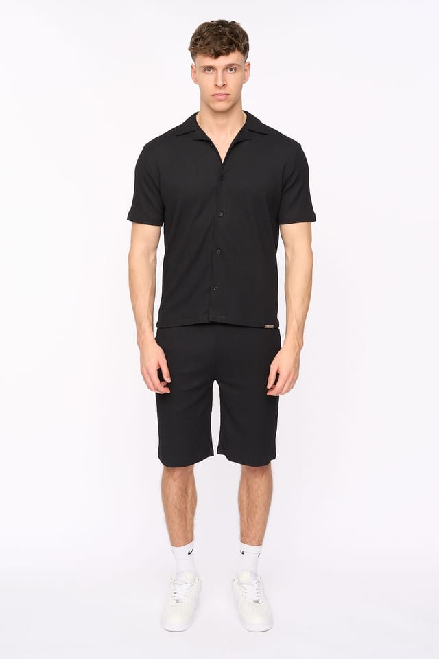 Duck&Cover Duck&Cover Men's Hingham Casual Co-ord Set with Crinkle Texture in Black - 2