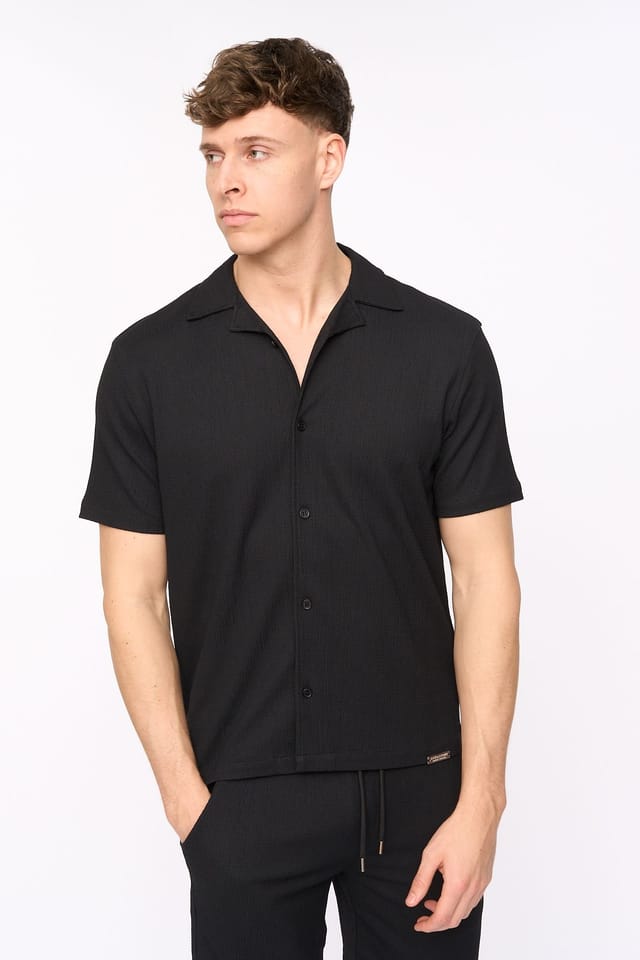 Duck&Cover Duck&Cover Men's Hingham Casual Co-ord Set with Crinkle Texture in Black - 3