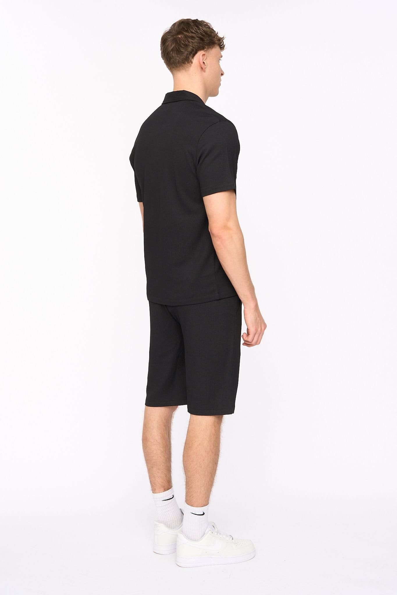 Duck&Cover Duck&Cover Men's Hingham Casual Co-ord Set with Crinkle Texture in Black - 4