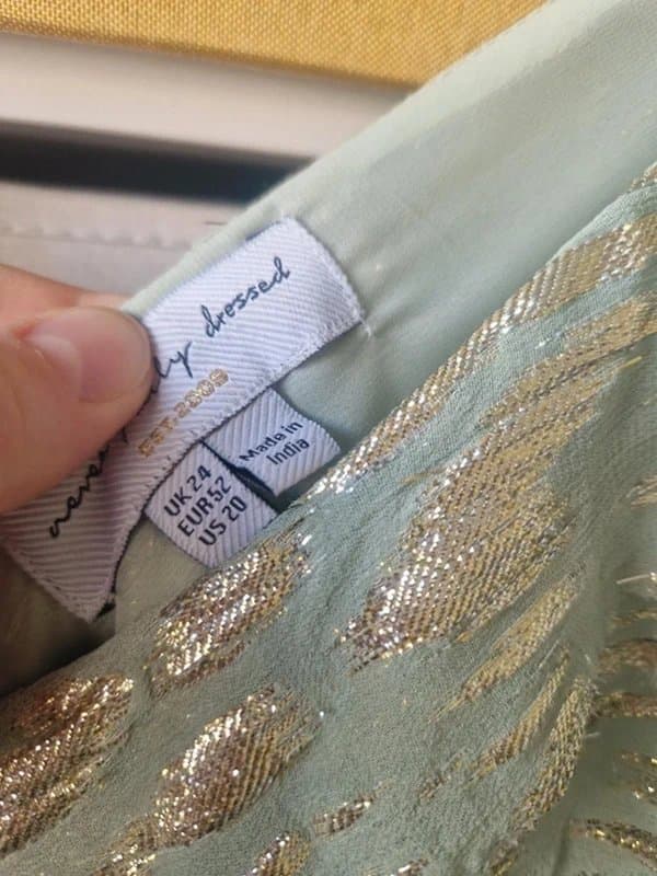 Never Fully Dressed Never fully dressed women's sage green jacquard gold tilda dress size 24