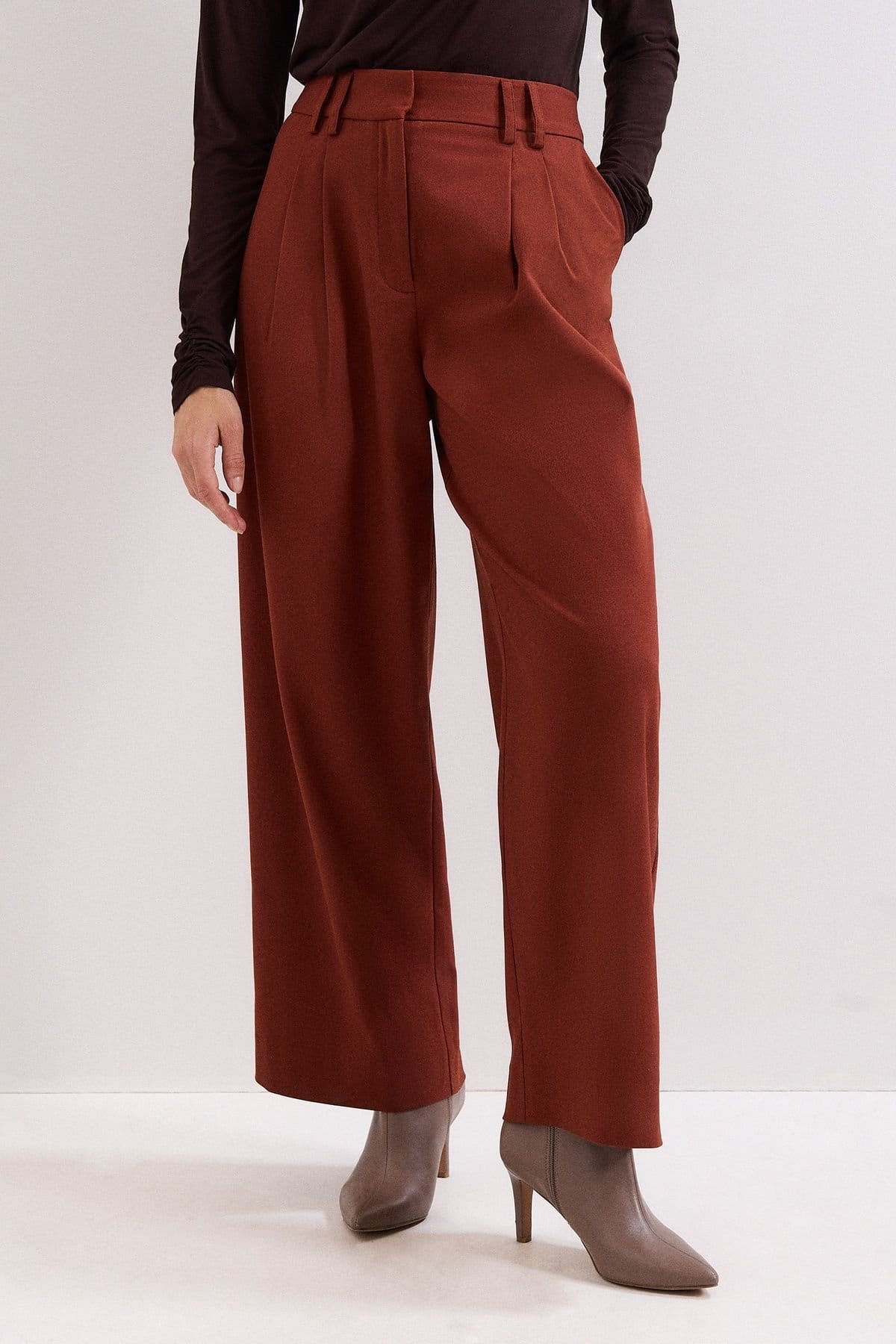 Phase Eight Brown Wide-Leg Tailored Trouser