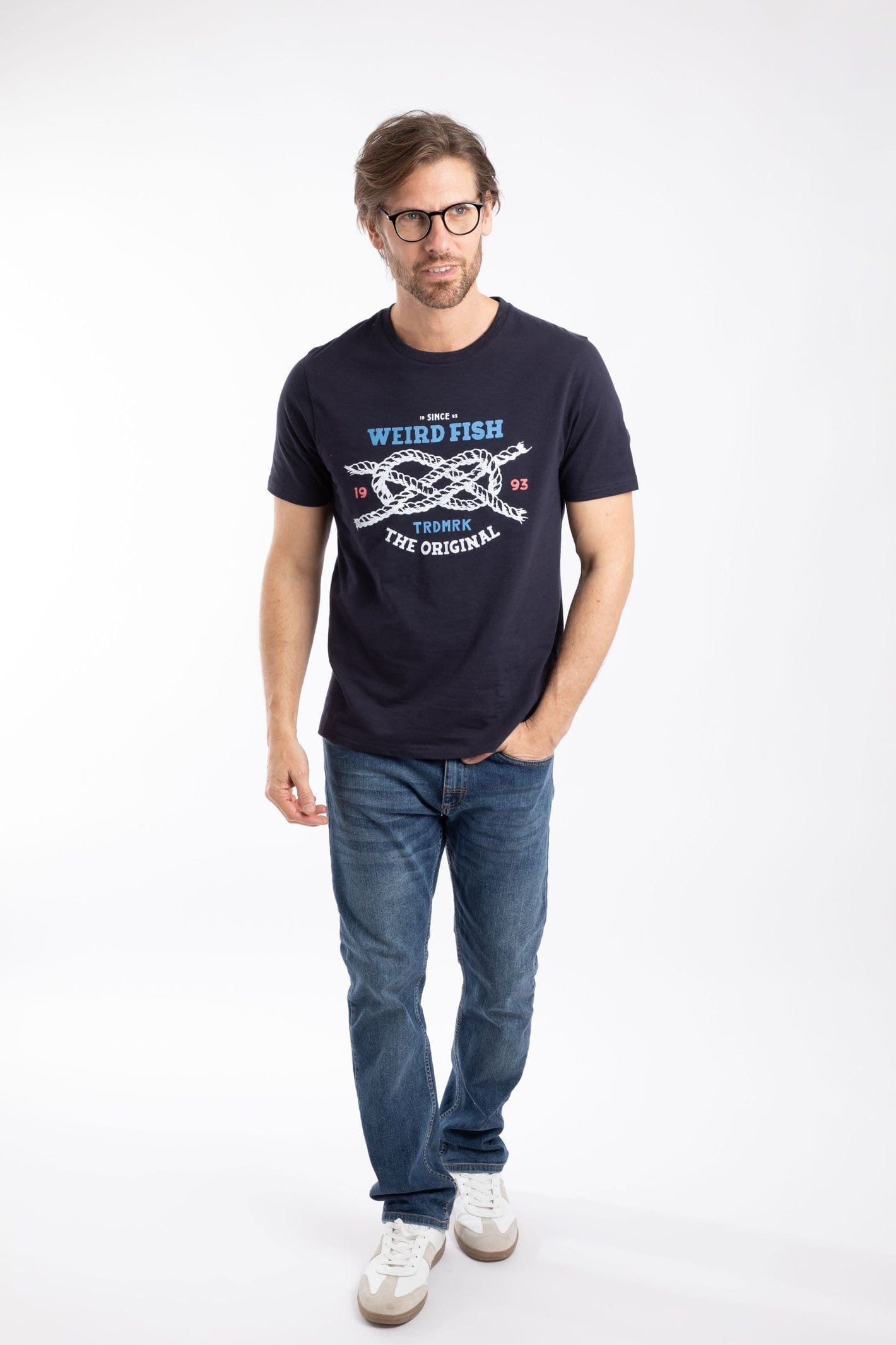 Weird Fish Weird Fish Men's Cast Off-Front Print Graphic T-Shirt in Midnight - 4
