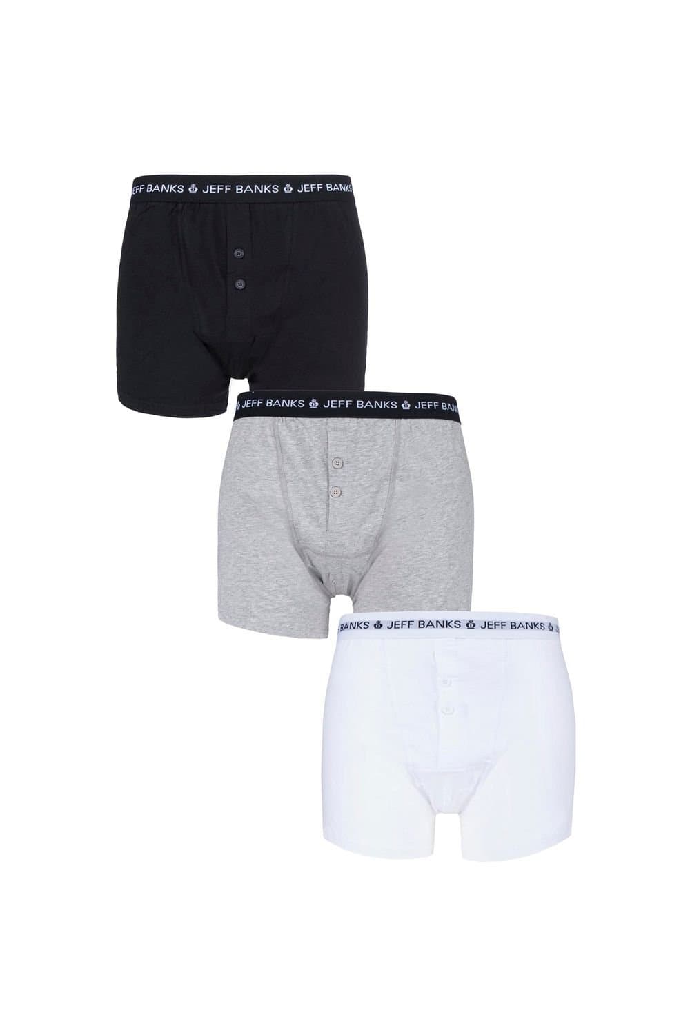 Jeff Banks Jeff Banks Men's Mens 3 Pack Marlow Buttoned Boxer Shorts
