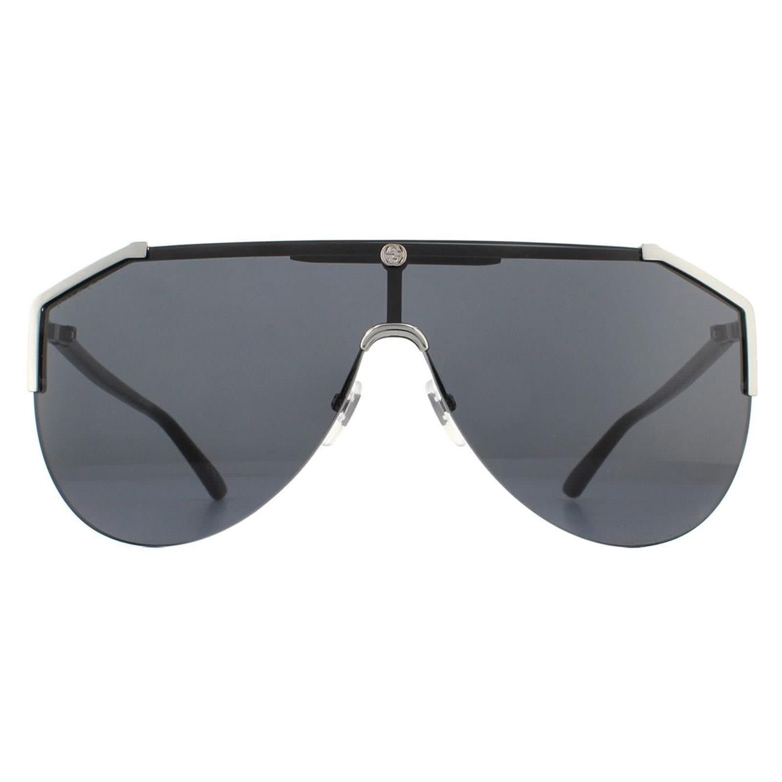 Gucci Gucci Men's Shield Ruthenium & Black Grey Sunglasses