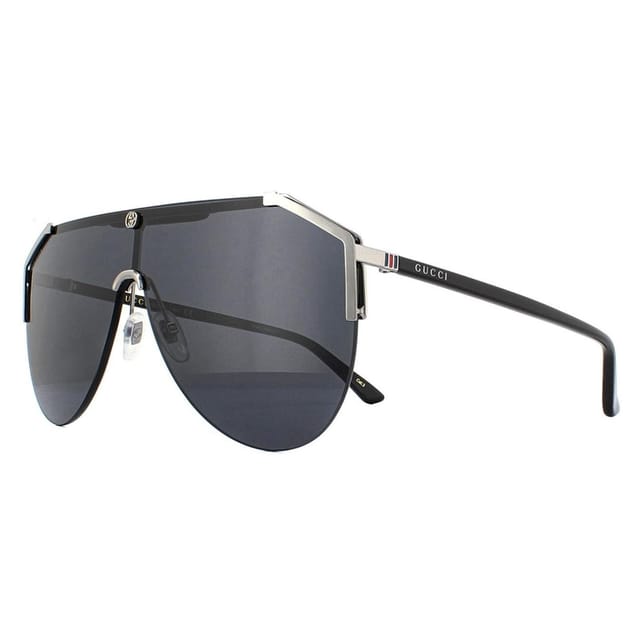 Gucci Gucci Men's Shield Ruthenium & Black Grey Sunglasses - 2