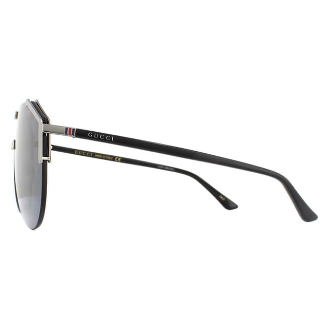 Gucci Gucci Men's Shield Ruthenium & Black Grey Sunglasses - 3