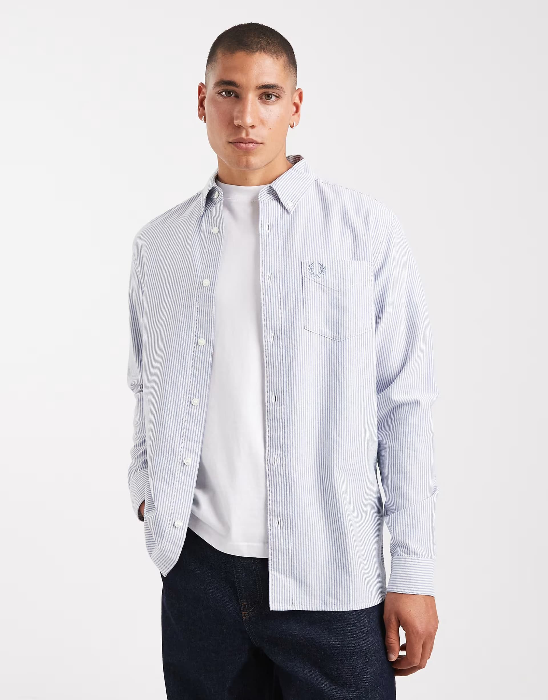 ASOS Fred Perry stripe oxford shirt in blue and white