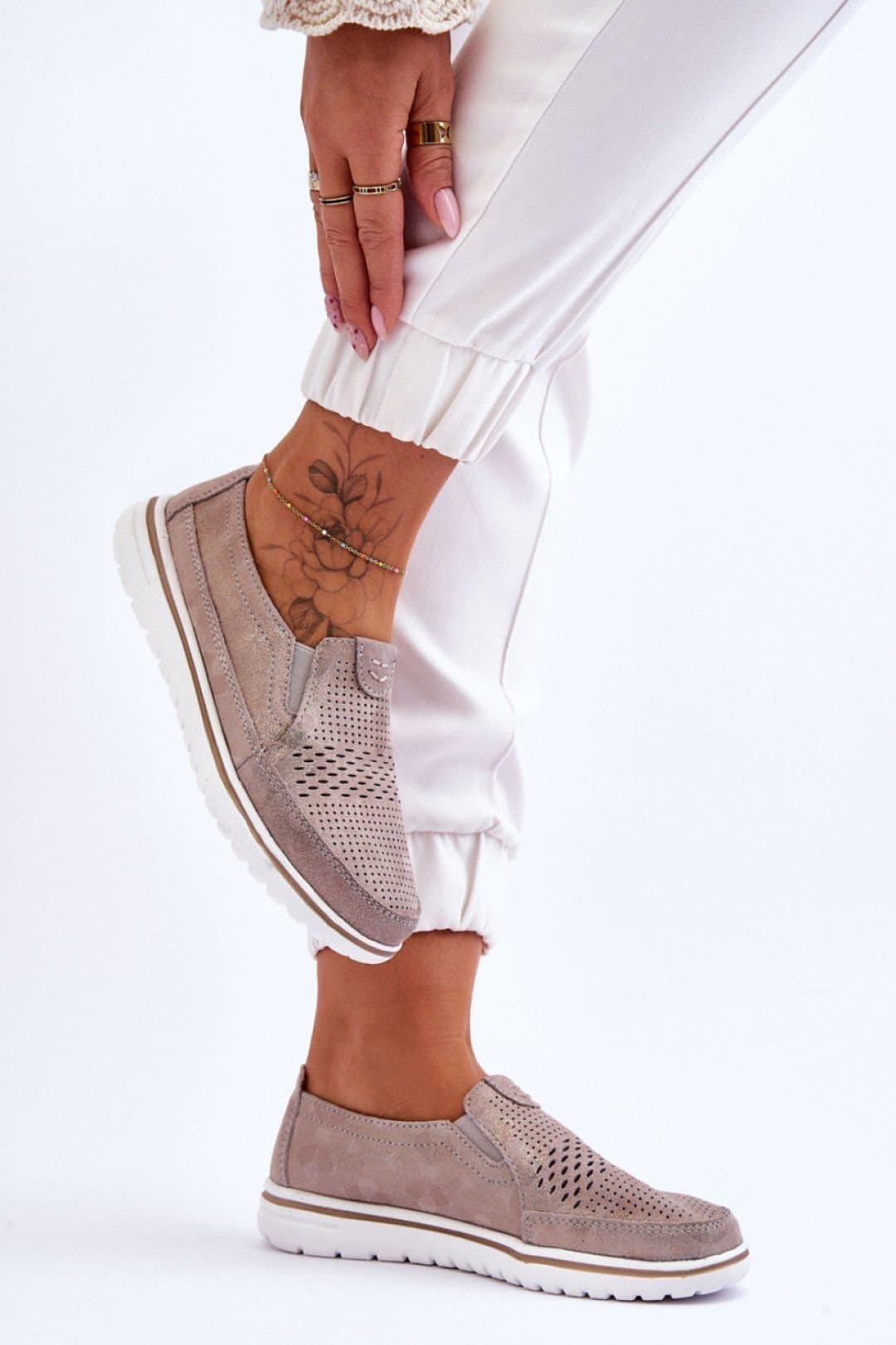 Love Lace Love Lace Women's Natural Lace Front Platform Loafer with Elastic in Beige