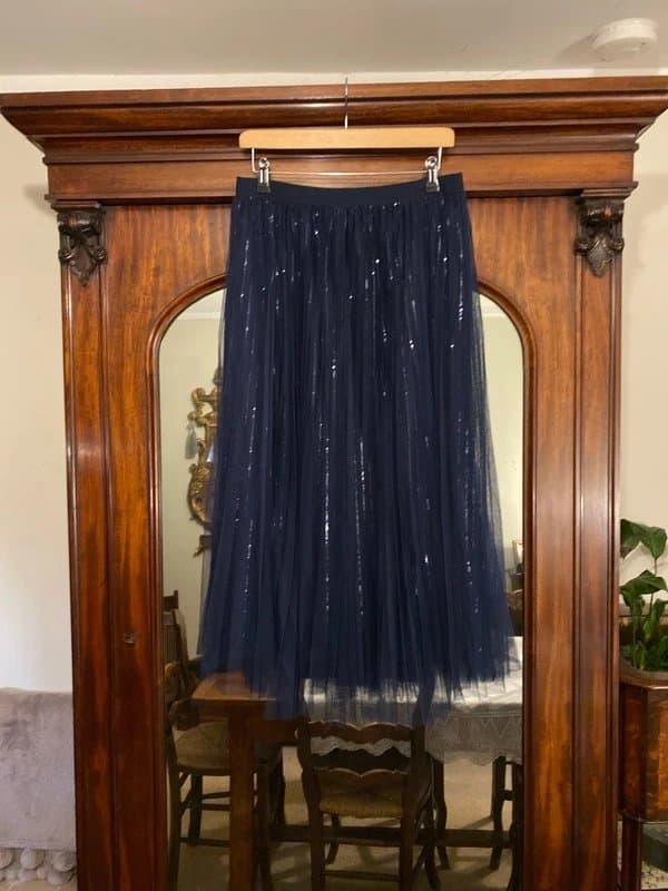New Look Tulle Sequin Midi Skirt - Navy