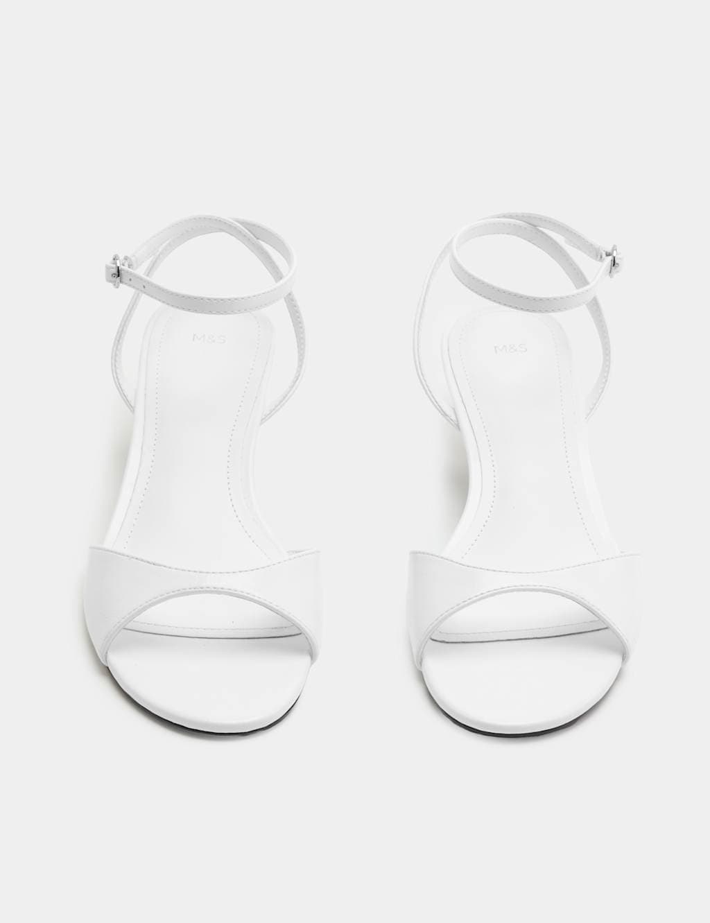 Marks & Spencer M&S Ankle Strap Kitten Heel Peep Toe Sandals White