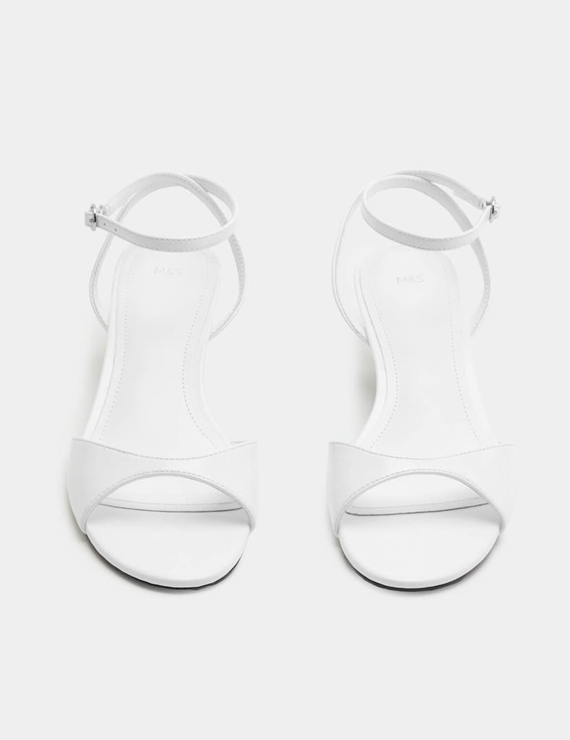 Marks & Spencer M&S Ankle Strap Kitten Heel Peep Toe Sandals White - 1