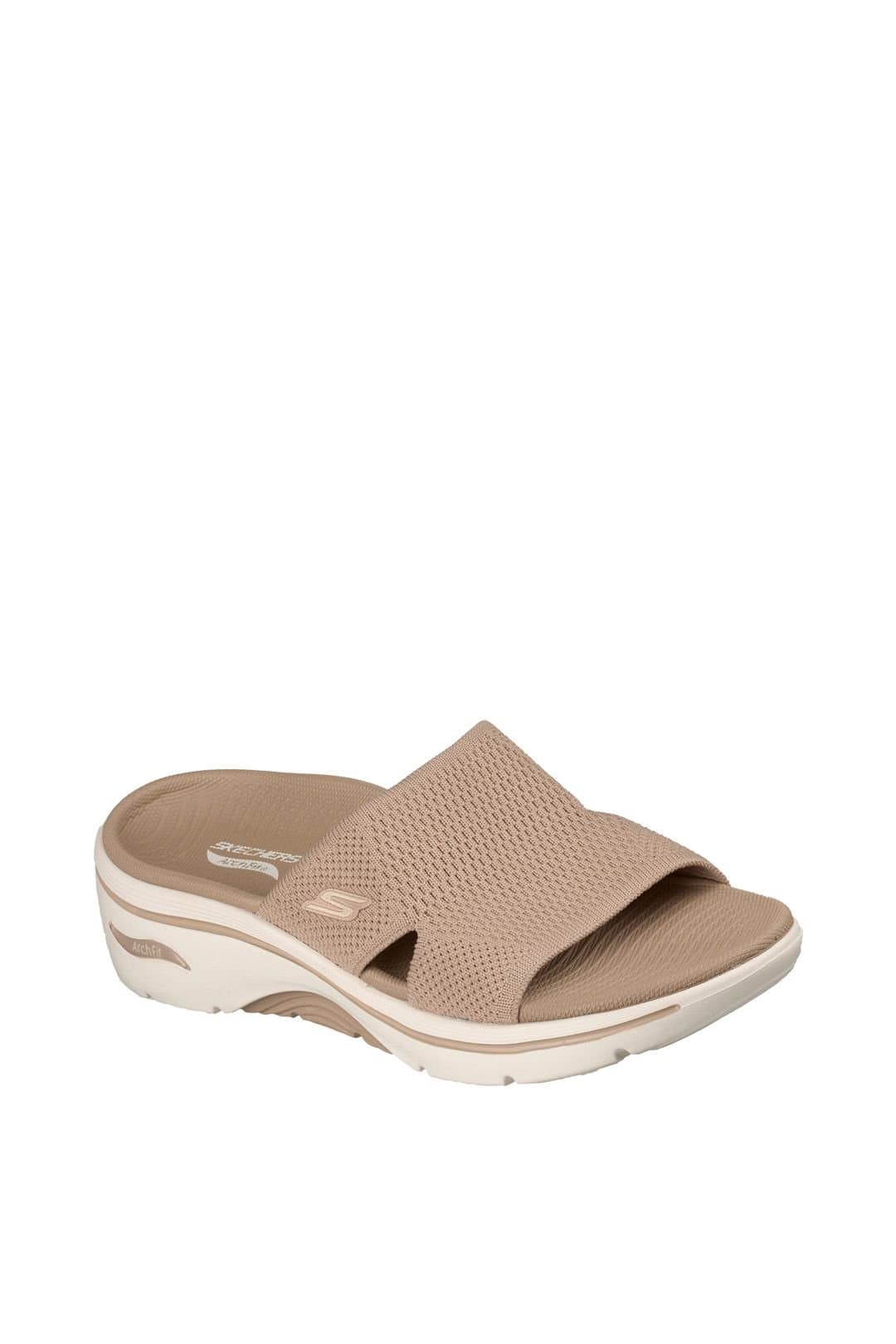 Skechers Skechers Women's GO WALK ARCH FIT 2.0 SANDAL Quick-Dry Finished Knit Slide W/ Peekaboo Detail Tan