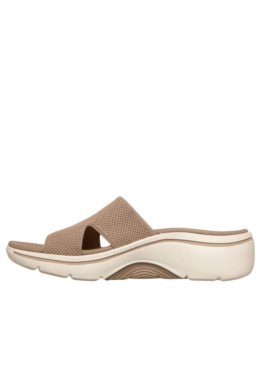 Skechers Skechers Women's GO WALK ARCH FIT 2.0 SANDAL Quick-Dry Finished Knit Slide W/ Peekaboo Detail Tan - 4