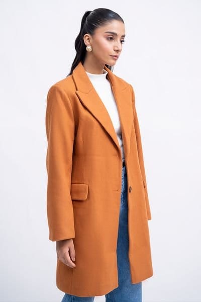 Zafosh Zafosh Women's Wool Blend Buttoned Overcoat - Stylish Over coat, Elegant & Warm in Camel - 2