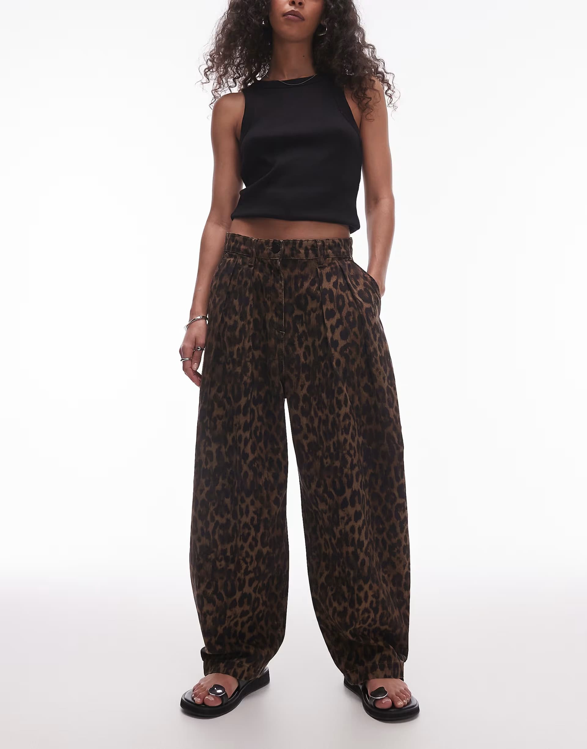 ASOS Allsaints becca denim trouser in leopard brown