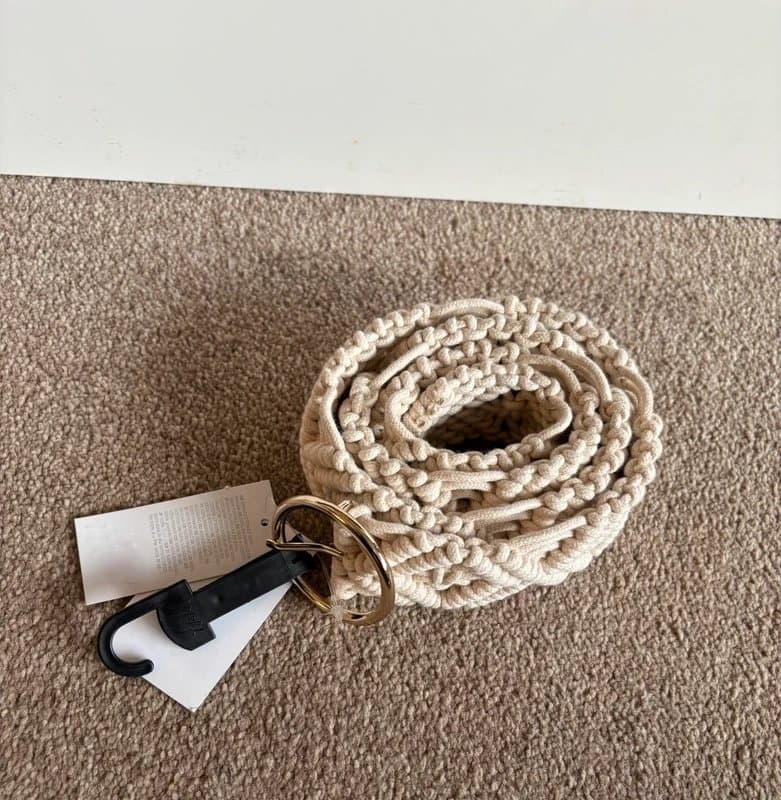H&M BNWT H&M cream macrame woven belt - size M/L