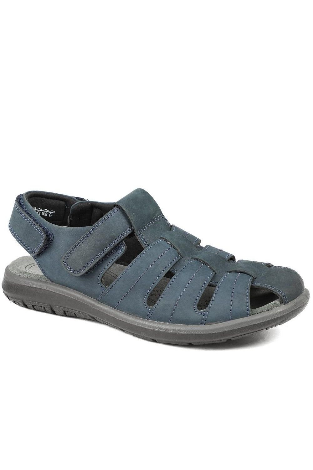 Pavers Pavers Men's Dual Adjustable Fasten Leather Sandals in Blue - 1