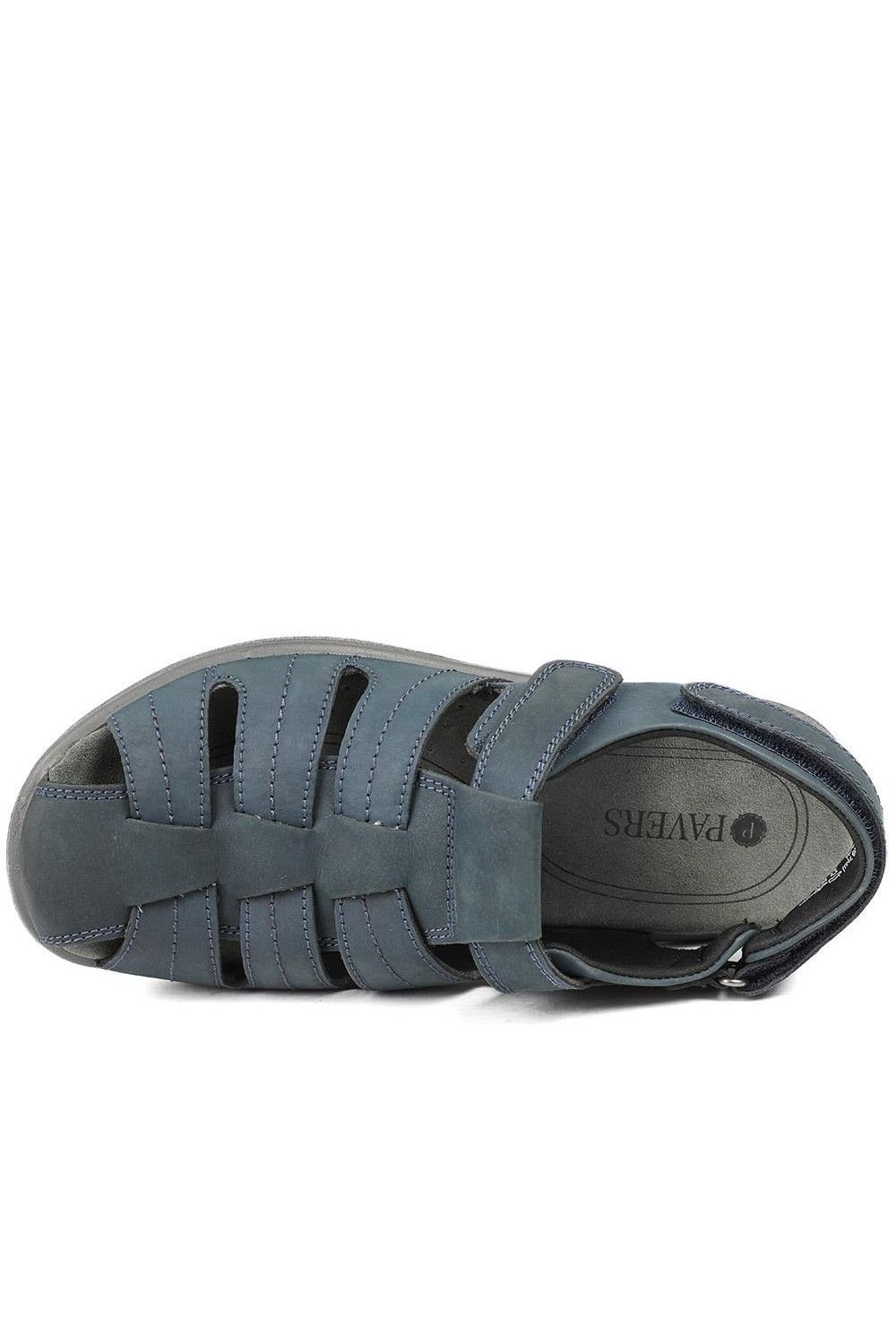 Pavers Pavers Men's Dual Adjustable Fasten Leather Sandals in Blue - 4