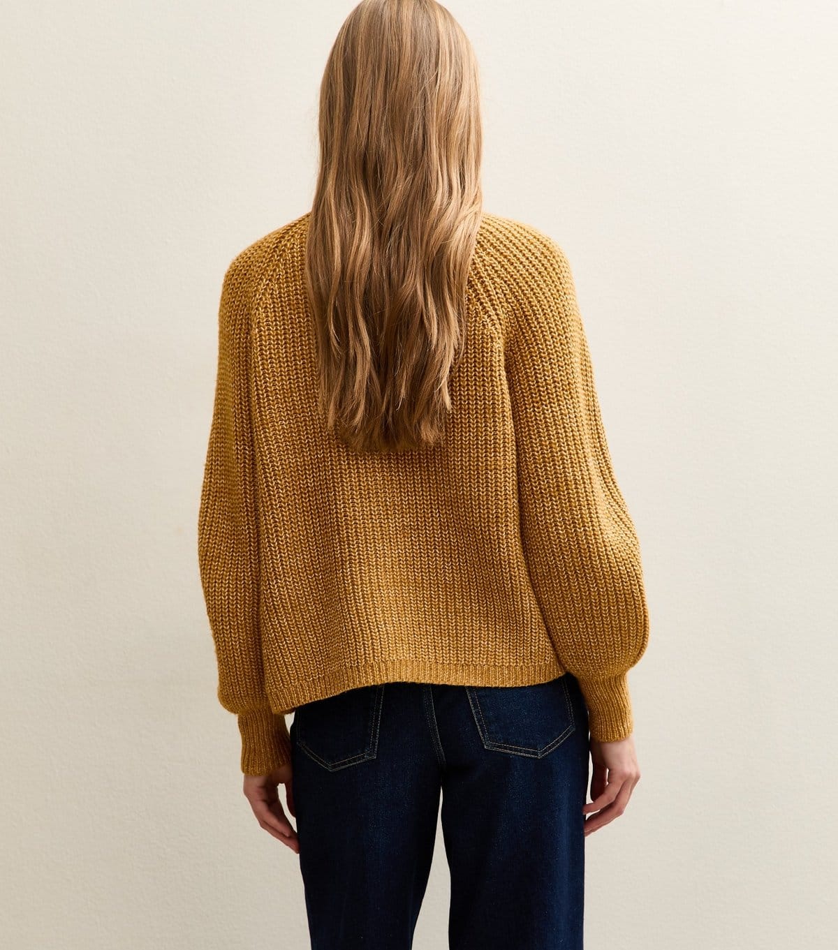 New Look Women's Dark Yellow Ribbed Knit Raglan Sleeve Cardigan New Look - 4