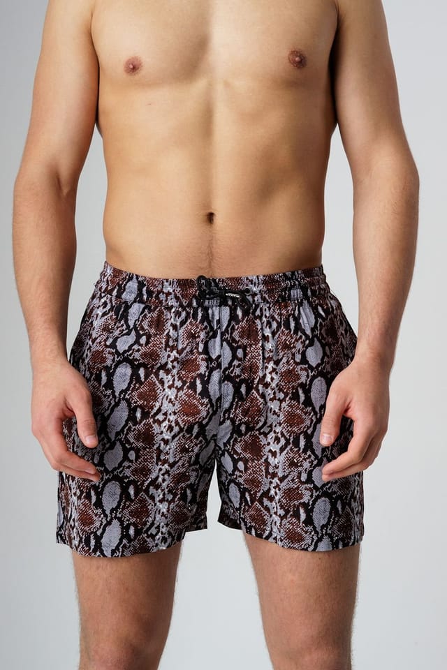 Influence Influence Men's Animal Print Elasticated Shorts in Brown - 3