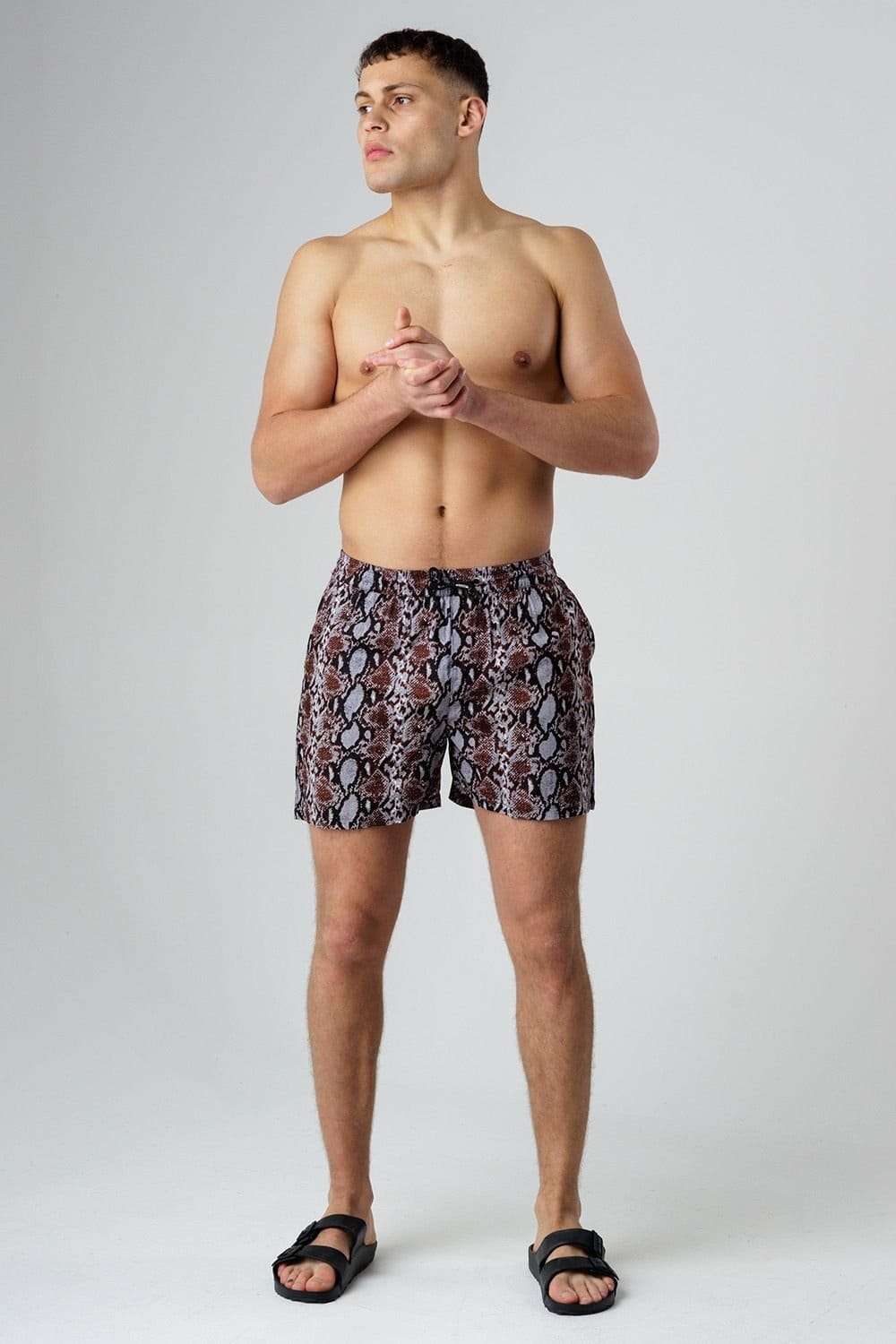 Influence Influence Men's Animal Print Elasticated Shorts in Brown - 4
