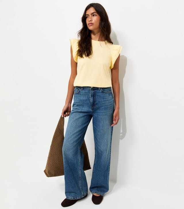 New Look Women's Light Yellow Cotton Frill Sleeve Top New Look - 3