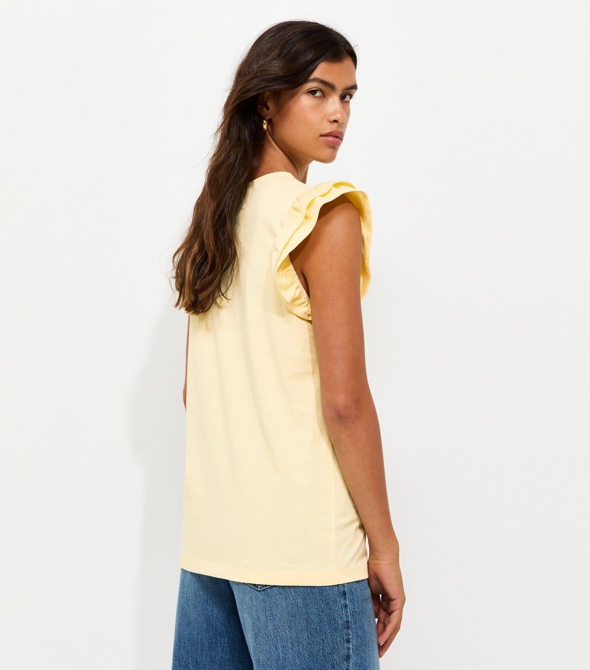 New Look Women's Light Yellow Cotton Frill Sleeve Top New Look - 4