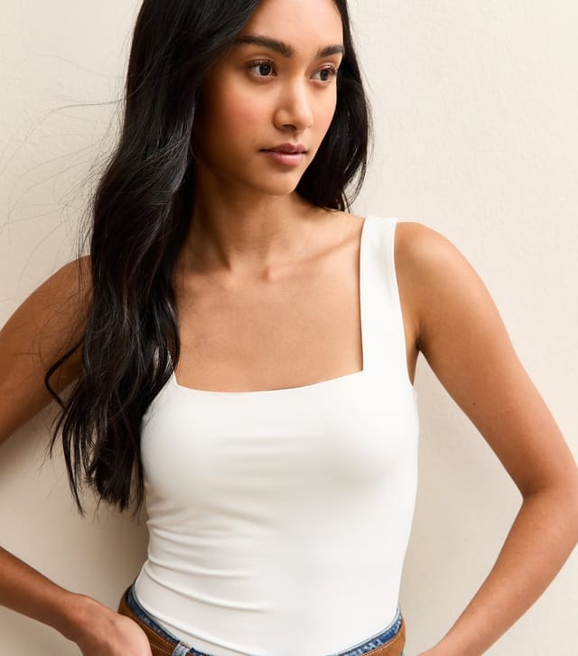 New Look Women's White Square Neck Bodysuit New Look - 2