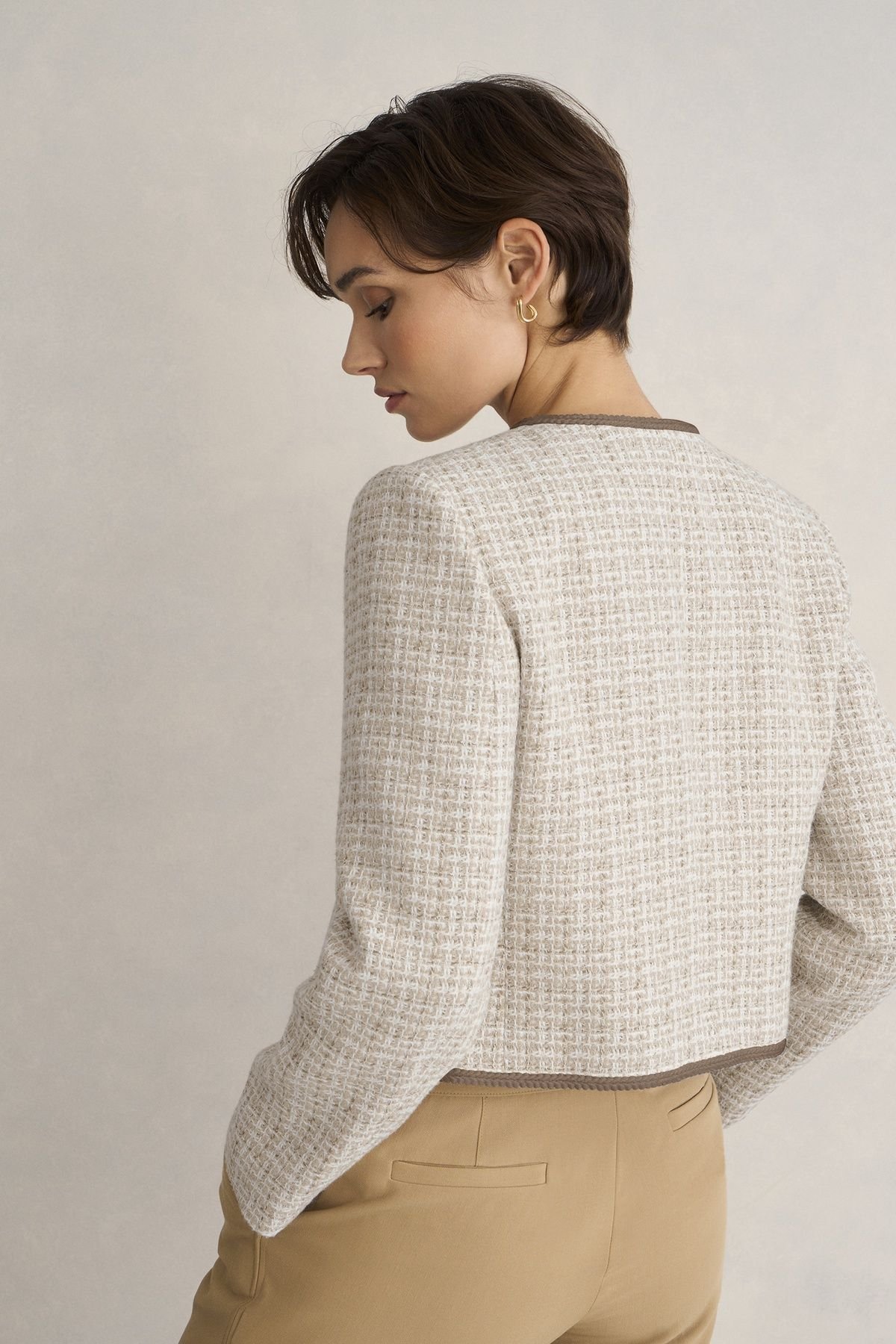 Hobbs London Hobbs London Women's Carey Tweed Jacket in Fawn - 4