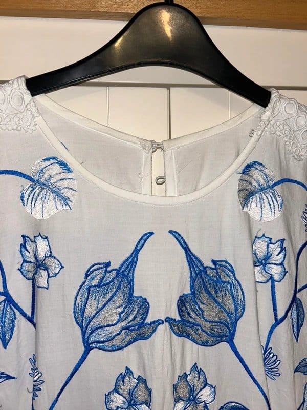ASOS White and blue embroidered dress size 16 asos luxe - 1