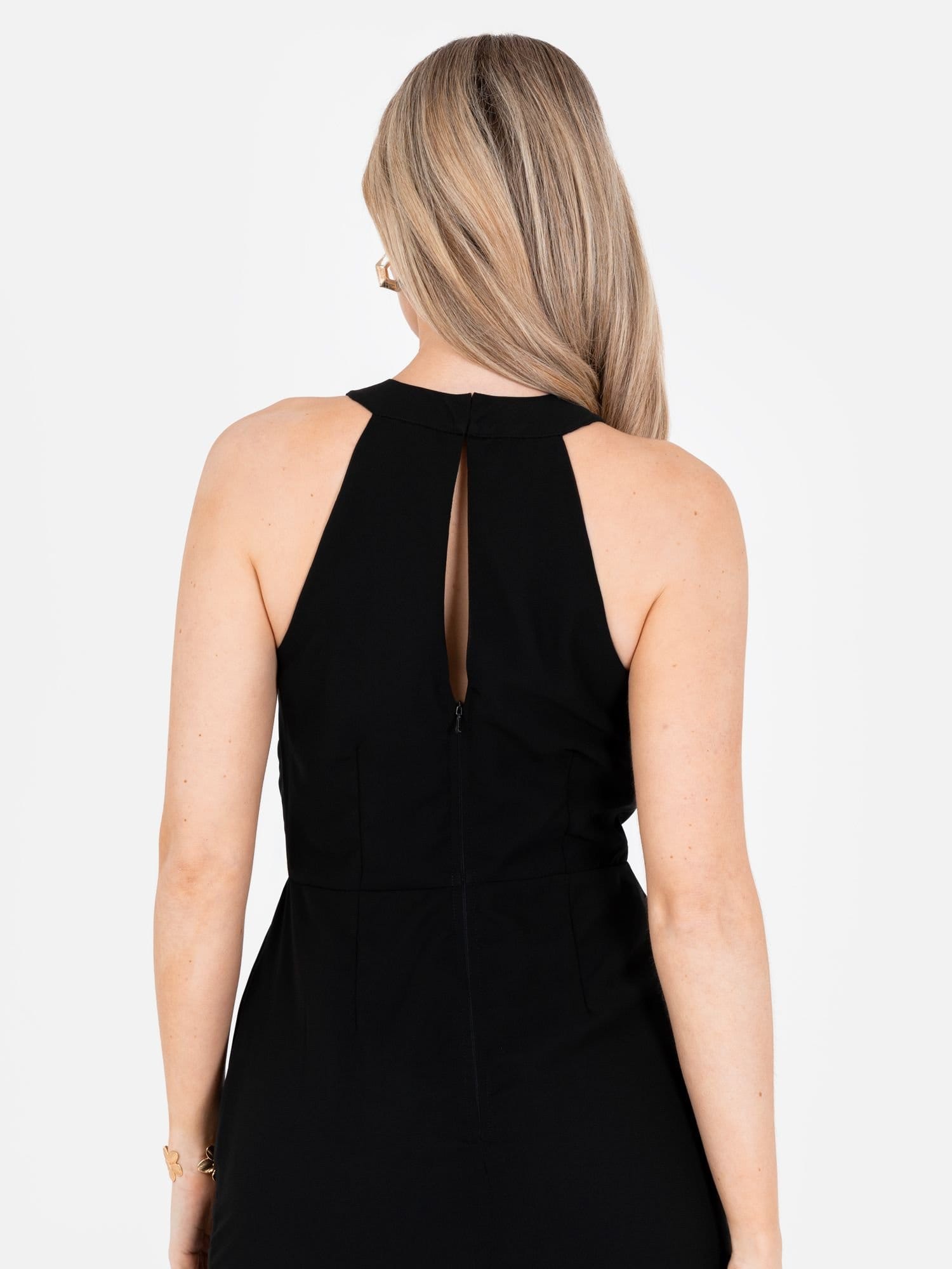 Maya Deluxe Maya Deluxe Women's Floral Motif Halter Neck Mini Dress in Black - 4