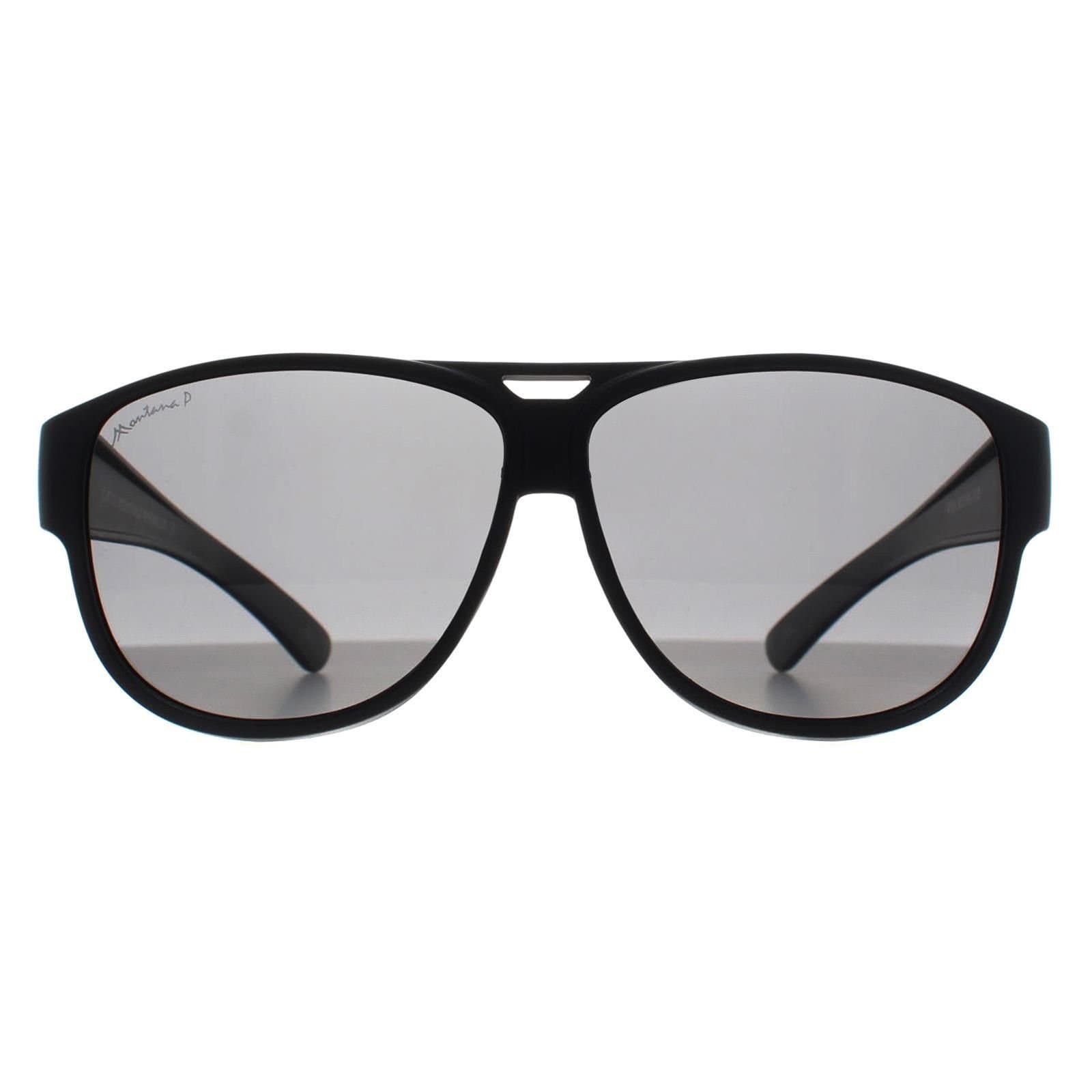 montana montana Men's Aviator Matte Black Smoke Polarized FO6 Fit Over Glasses Sunglasses