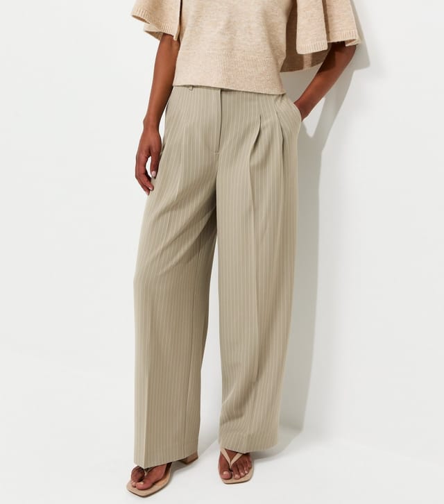 New Look Women's Brown Striped Tailored Wide Leg Trousers New Look - 2