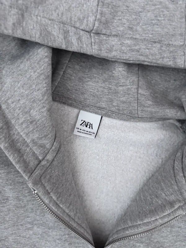 Zara Zara Zip Up Hoodie - Grey - M