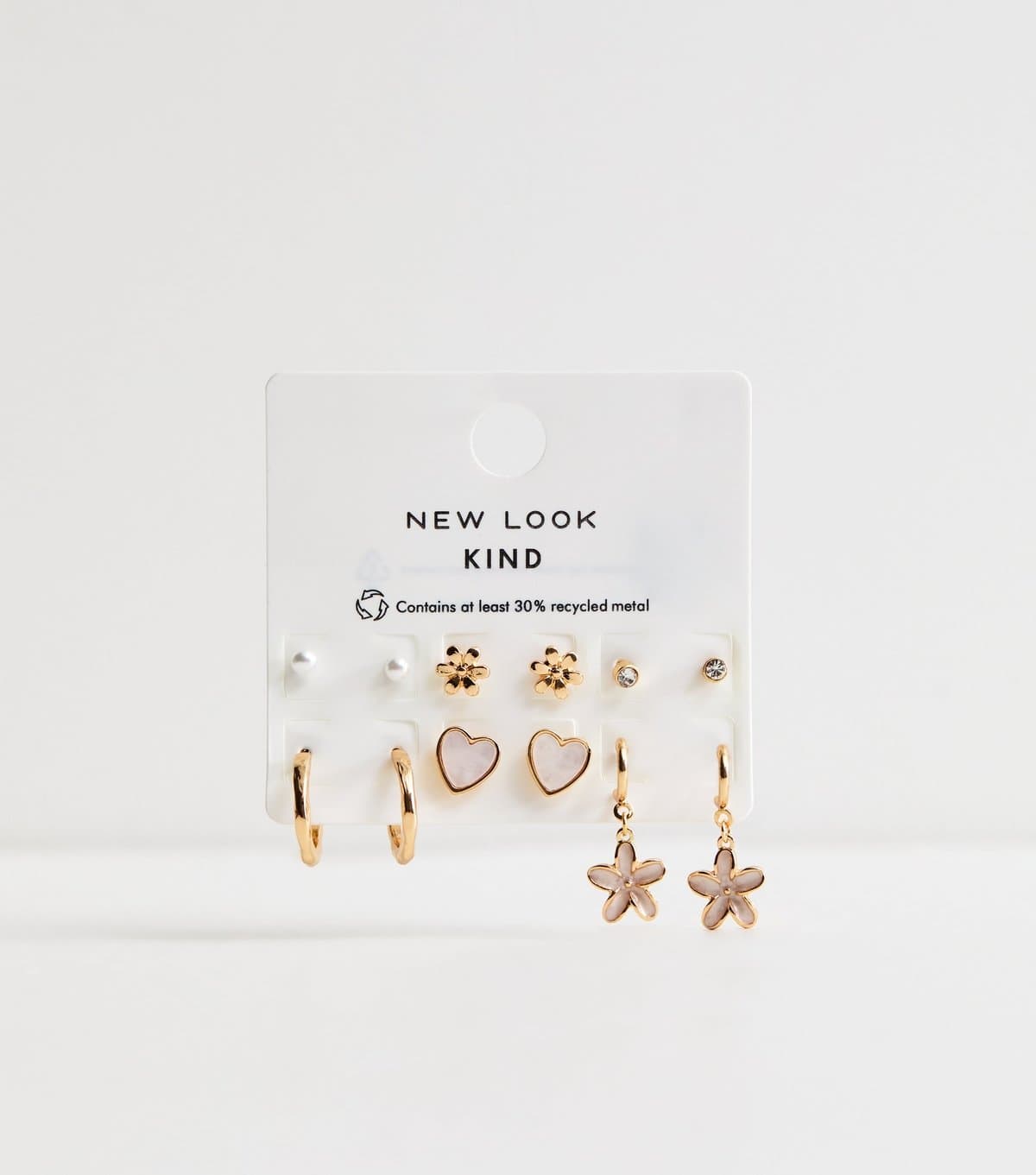 New Look Pack of 6 Gold Tone Stud and Open Hoop Earrings New Look