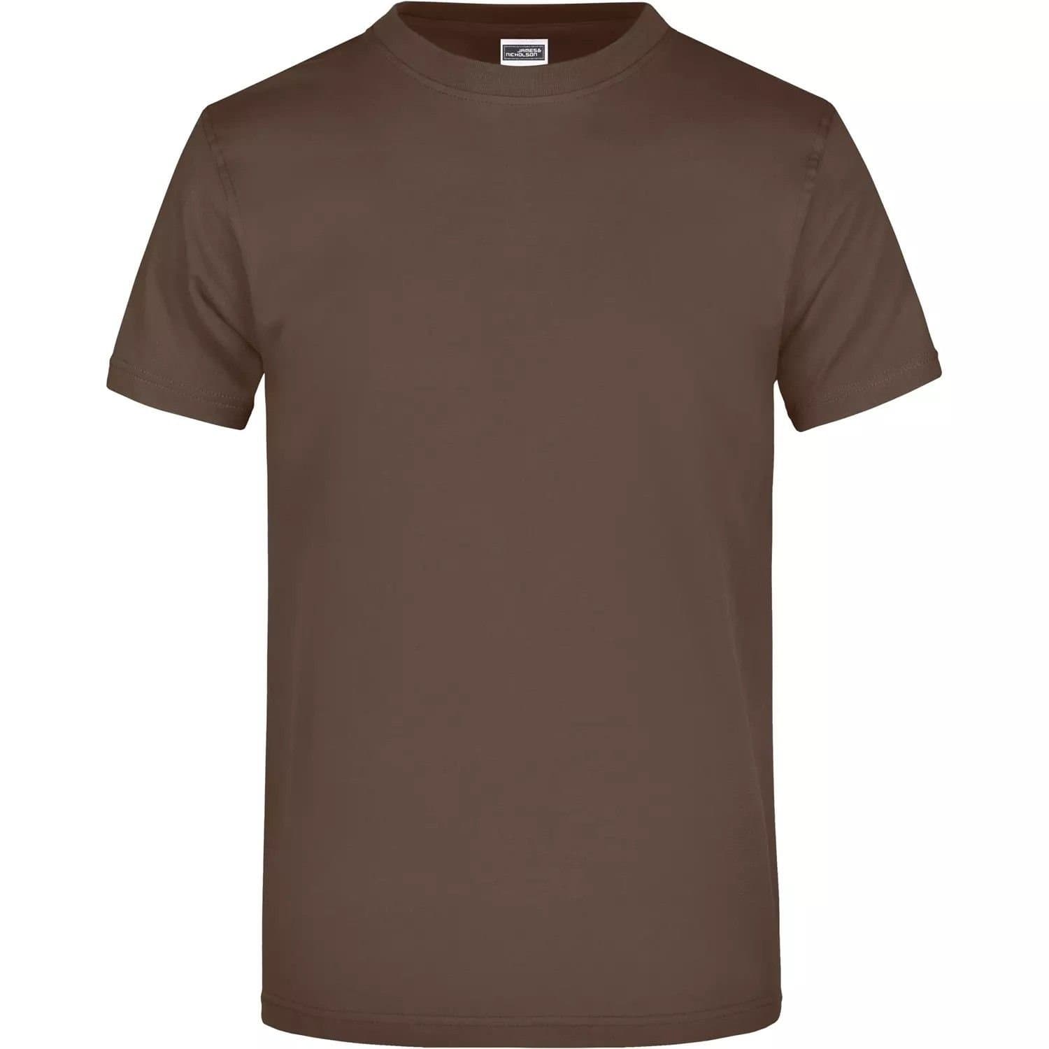James and Nicholson James and Nicholson Men's Heavyweight Crew Neck T-Shirt in Brown