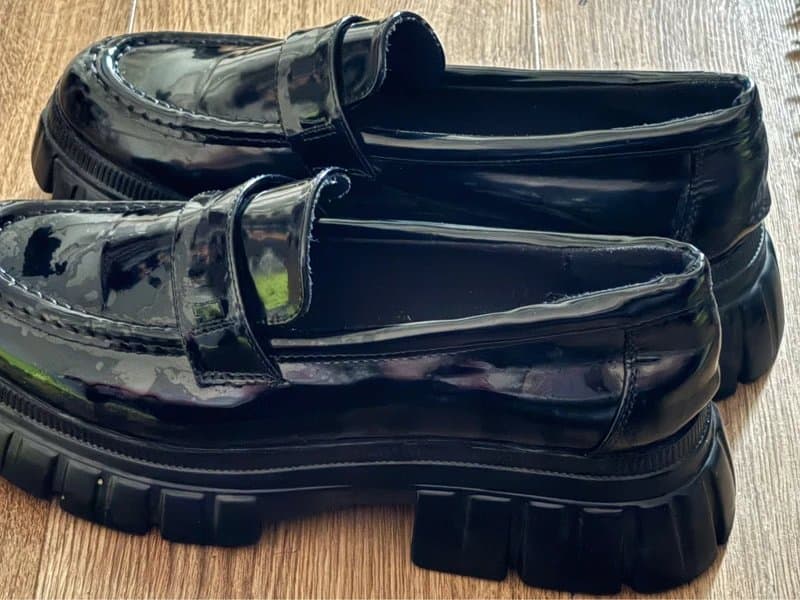 ASOS Design Chunky black loafers shiny leather shoes