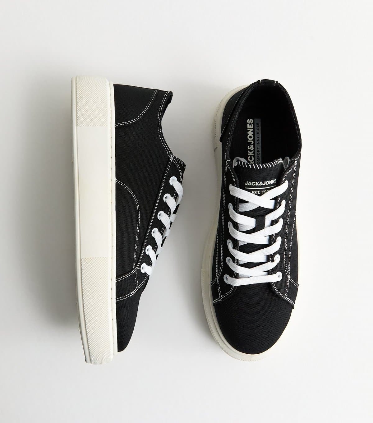 jack & jones Jack & Jones Black Canvas Trainers with Contrast Trim